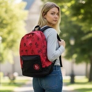 Disney Mickey Mouse Backpack Red Black All Over Print School Travel Bag